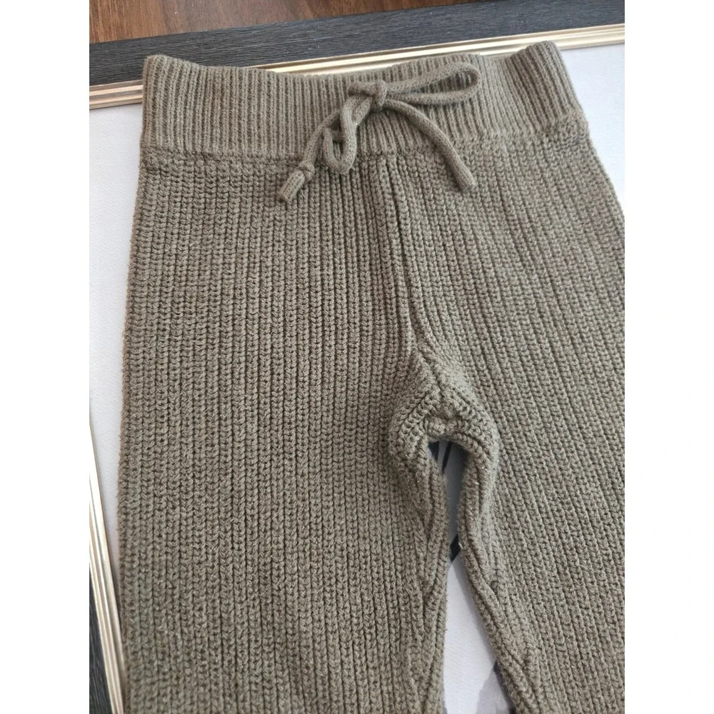 Jamie Kay Kids Olive Green Ribbed Knit Cotton Leggings Pants Size 5Y